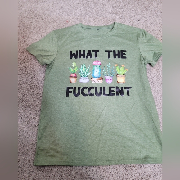 Tops - Green Graphic Tee - What the Fucculent women's S
